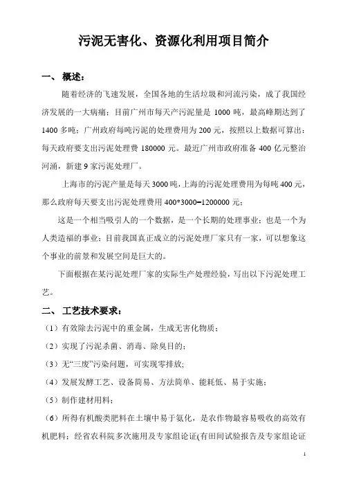污泥无害化、资源化利用方案简介