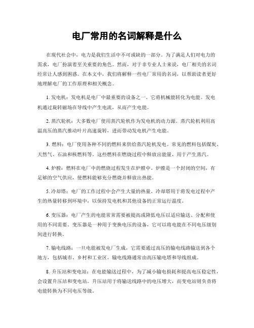 电厂常用的名词解释是什么