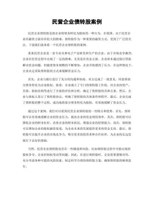 民营企业债转股案例