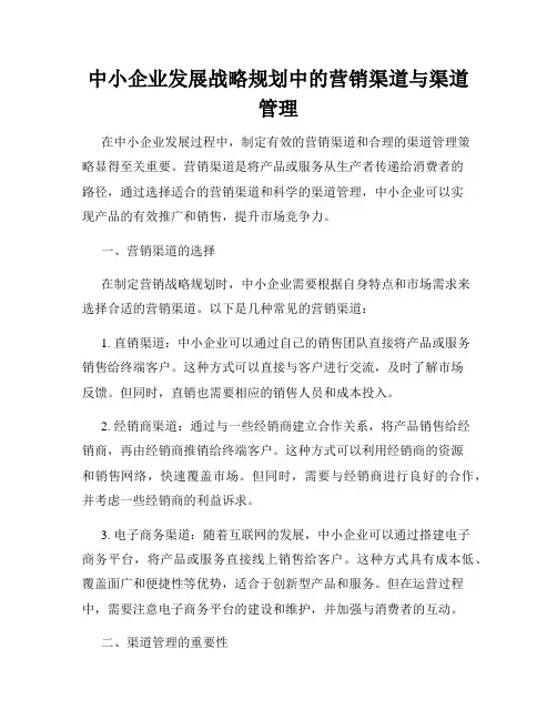 中小企业发展战略规划中的营销渠道与渠道管理
