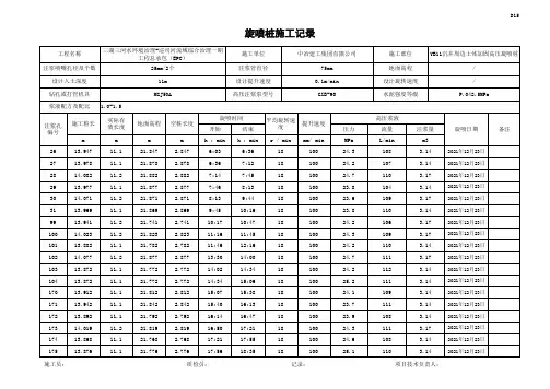 高压旋喷桩施工记录