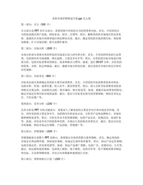 美的市场营销策划方案ppt怎么做