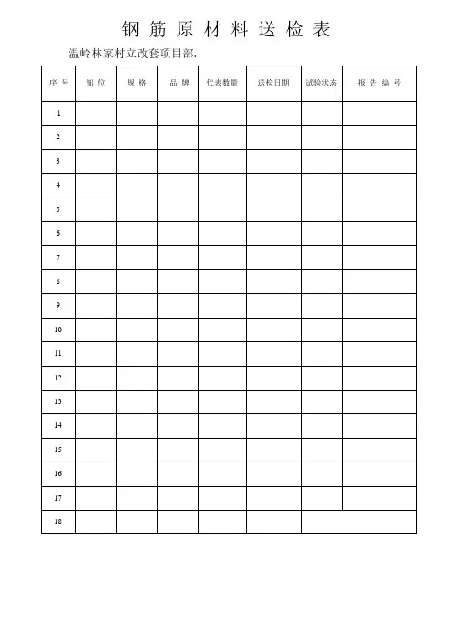 钢筋原材料送检表