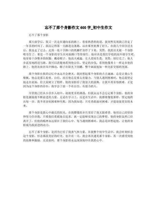 忘不了那个身影作文600字_初中生作文