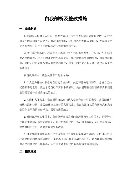 自我剖析及整改措施