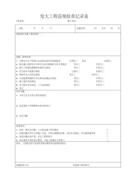 危大工程巡视检查记录表