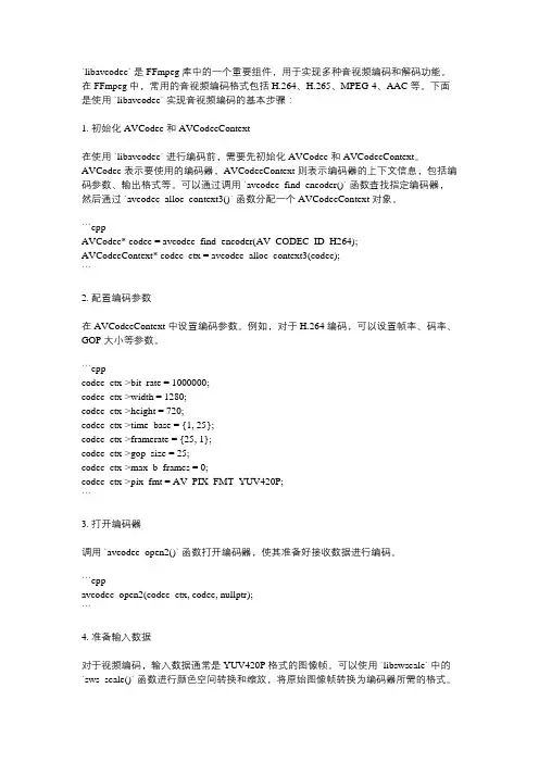 libavcodec 编码