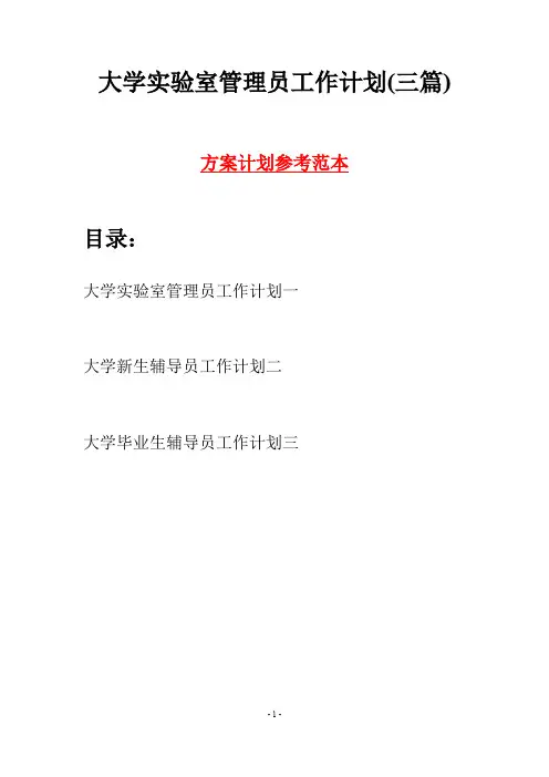 大学实验室管理员工作计划(三篇)