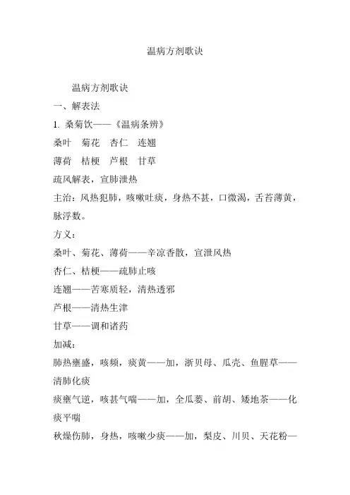 温病方剂歌诀