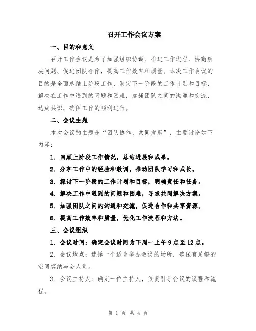 召开工作会议方案