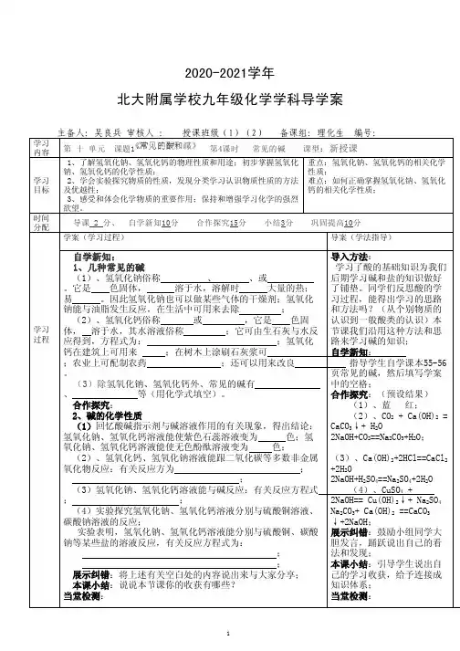 2020-2021学年北大附属学校化学人教版九年级下册：导学案10-1.4