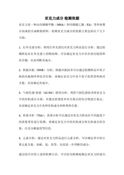 亚克力成分 检测依据
