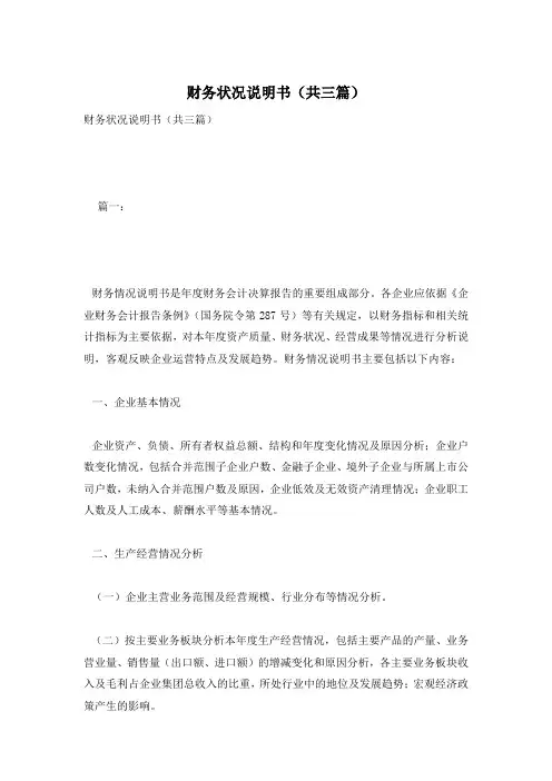 财务状况说明书(共三篇)