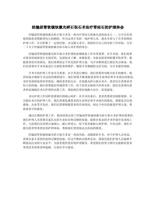 经输尿管软镜钬激光碎石取石术治疗肾结石的护理体会