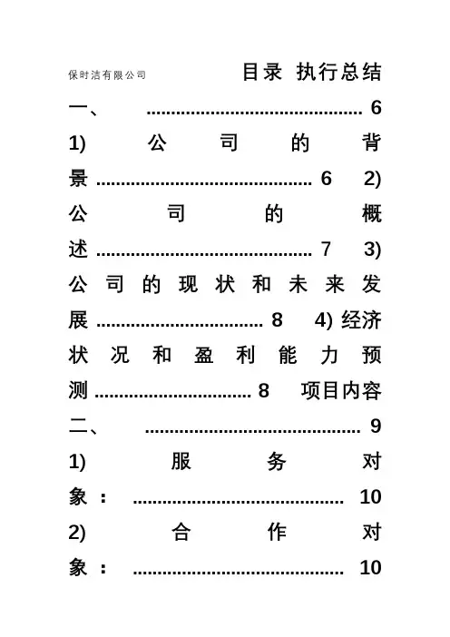 家电清洁环保公司创业商业计划书