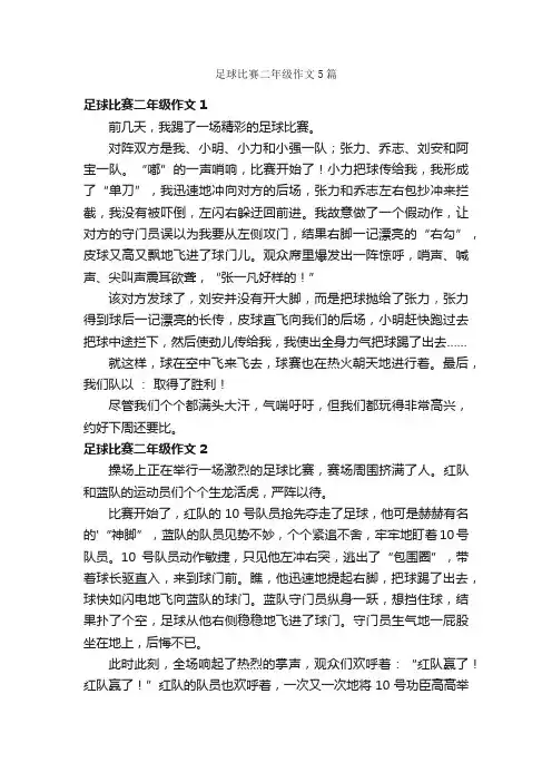 足球比赛二年级作文5篇