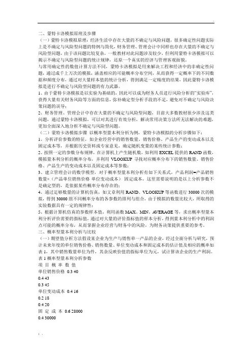 蒙特卡洛模拟原理及步骤