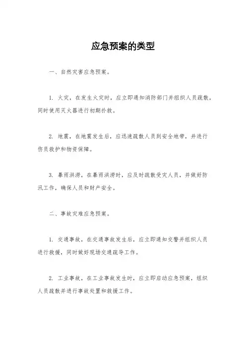 应急预案的类型
