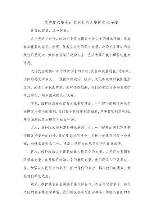 国家政治安全发言材料