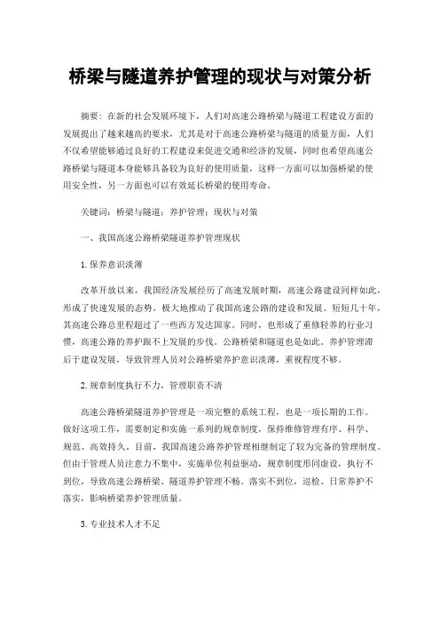 桥梁与隧道养护管理的现状与对策分析