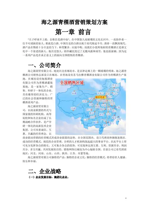 海之源青稞酒营销策划方案