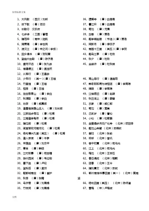 小学生教育必背古诗词(补充篇目90篇)(完美排版+拼音)