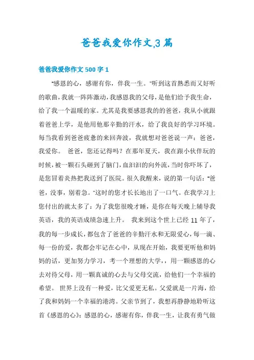 爸爸我爱你作文,3篇