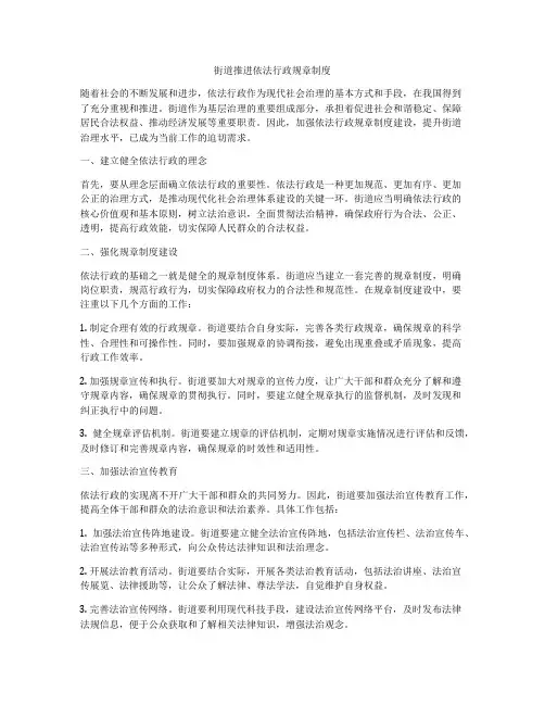 街道推进依法行政规章制度