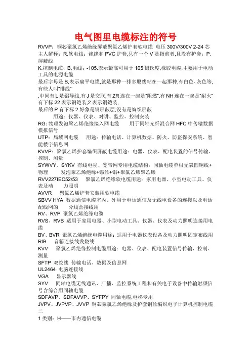 电气图里电缆标注的符号