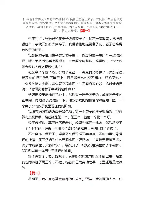 小学生优秀满分作文【三篇】