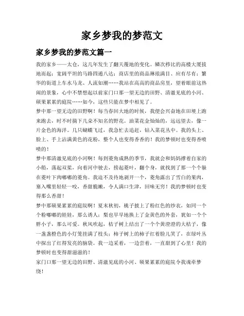 家乡梦我的梦范文