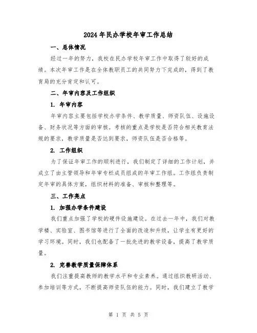 2024年民办学校年审工作总结（二篇）