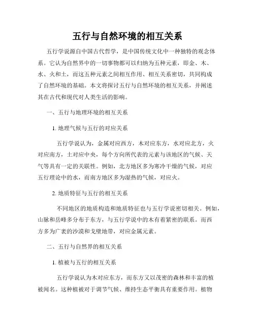 五行与自然环境的相互关系