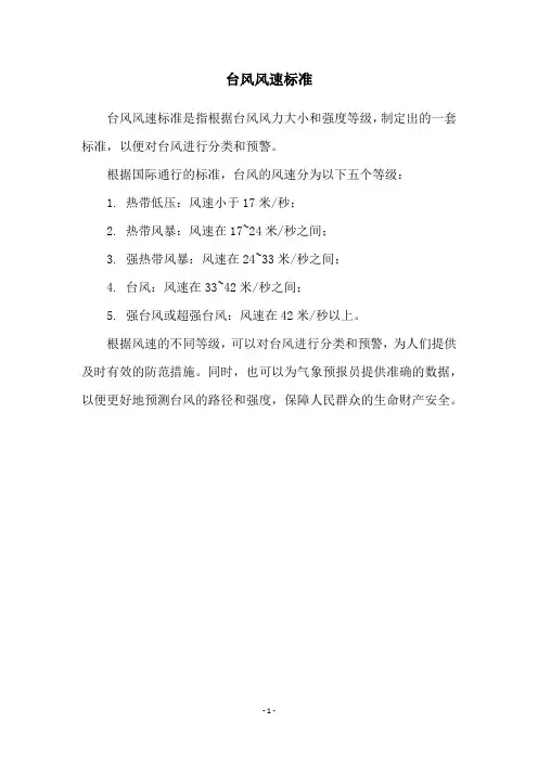 台风风速标准