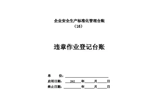 违章作业登记台账