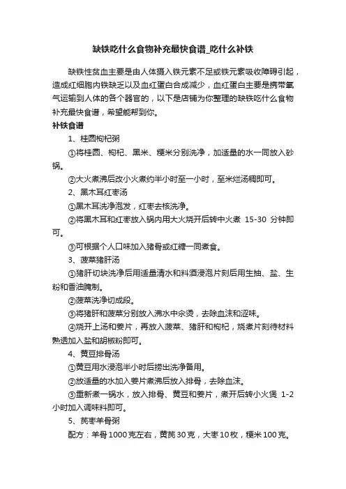 缺铁吃什么食物补充最快食谱_吃什么补铁
