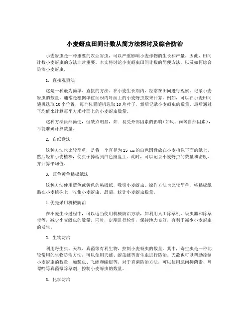小麦蚜虫田间计数从简方法探讨及综合防治