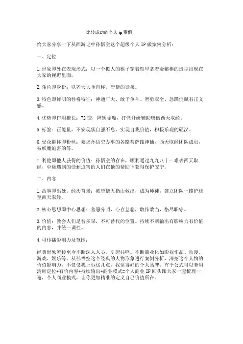 比较成功的个人ip案例