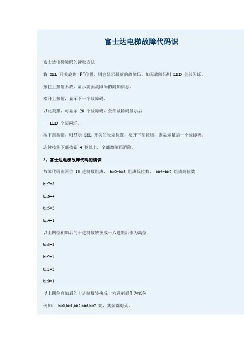 富士达电梯故障代码识别