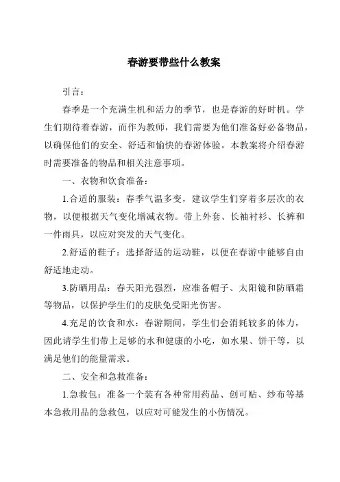 春游要带些什么教案