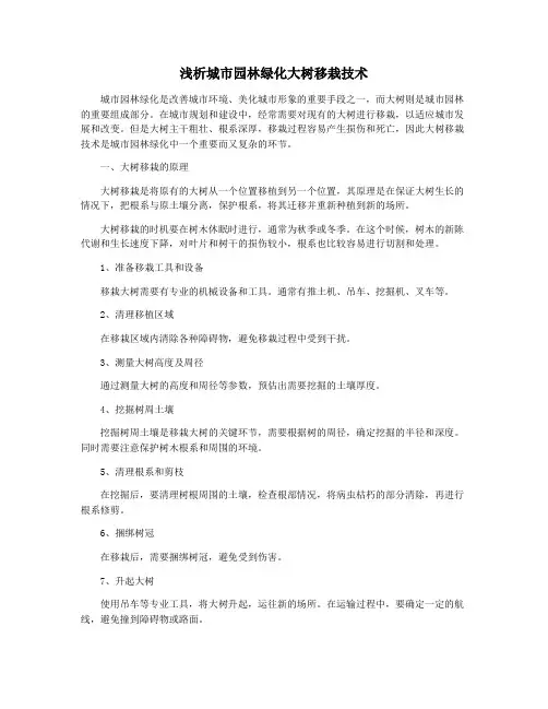 浅析城市园林绿化大树移栽技术