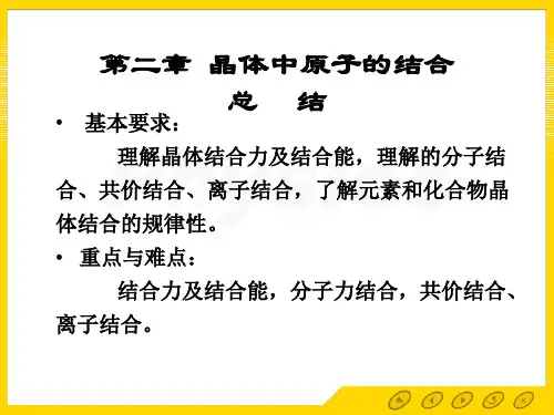 固体物理第二章复习