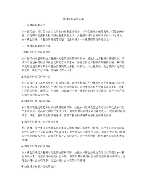 乡村振兴运营方案