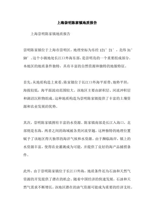 上海崇明陈家镇地质报告