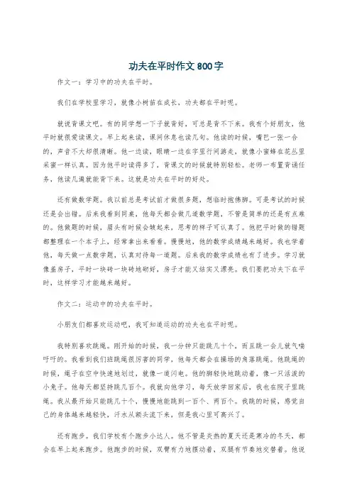 功夫在平时作文800字