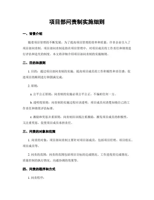 项目部问责制实施细则