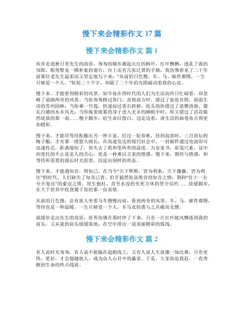 慢下来会精彩作文17篇
