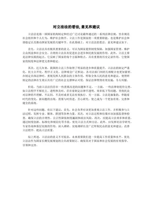 对立法法的看法,意见和建议