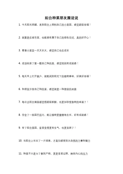 阳台种菜朋友圈说说