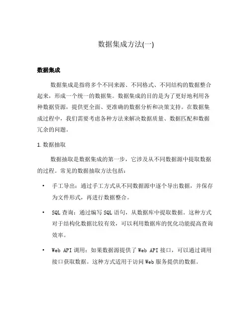 数据集成方法(一)